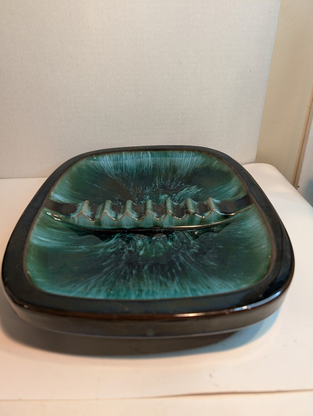 Vintage Blue Mountain Pottery Canada Ashtray Green Mid Century MCM Decor